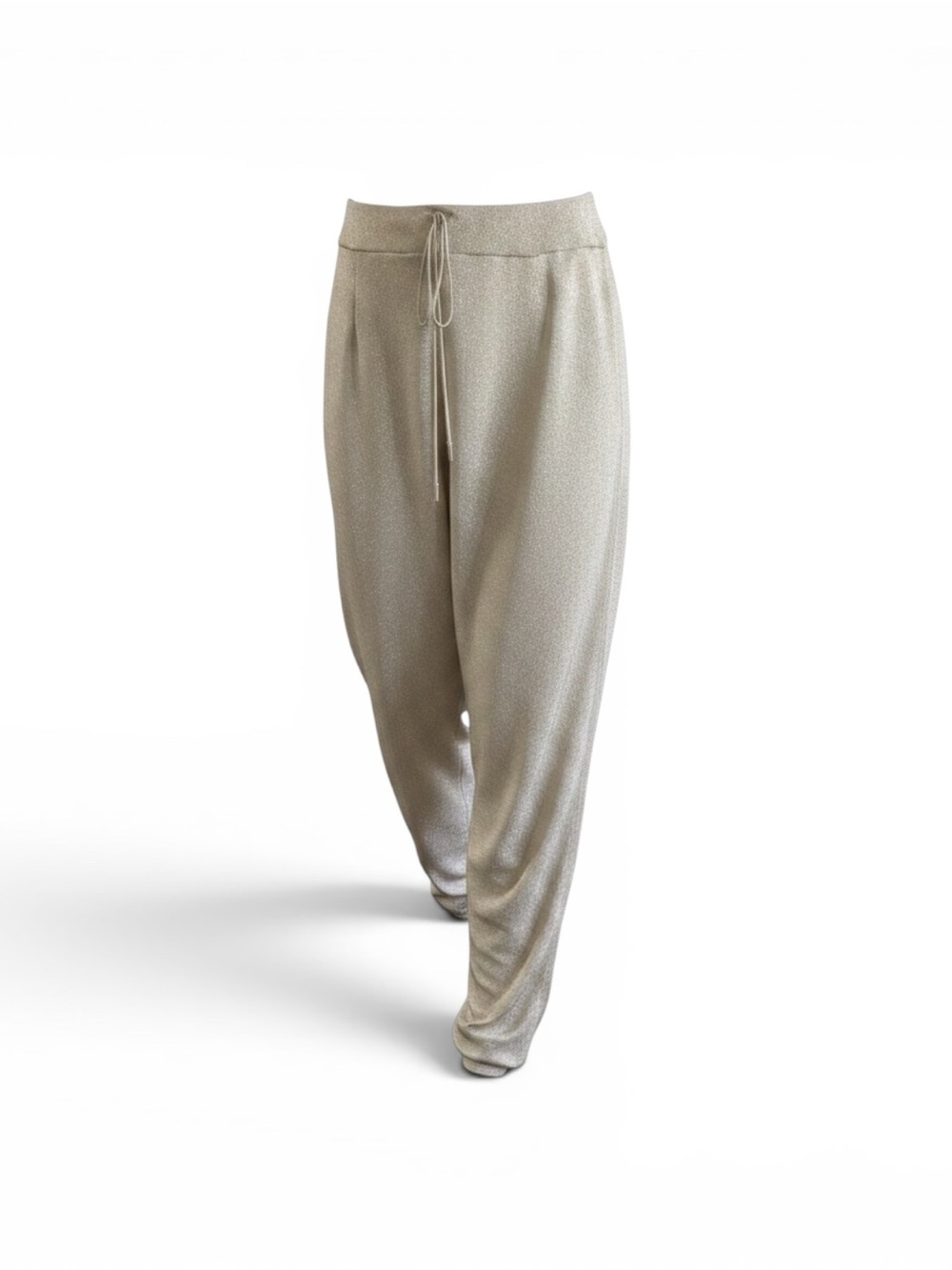 MaxMara Metallic Beige Drawstring Trousers